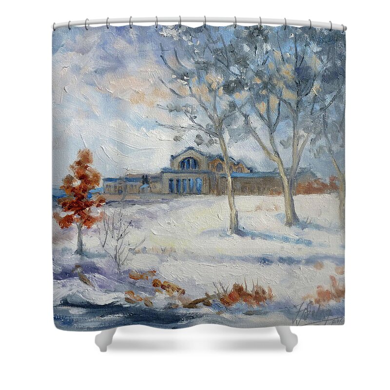 Forest Park Shower Curtain featuring the painting Forest Park Winter by Irek Szelag