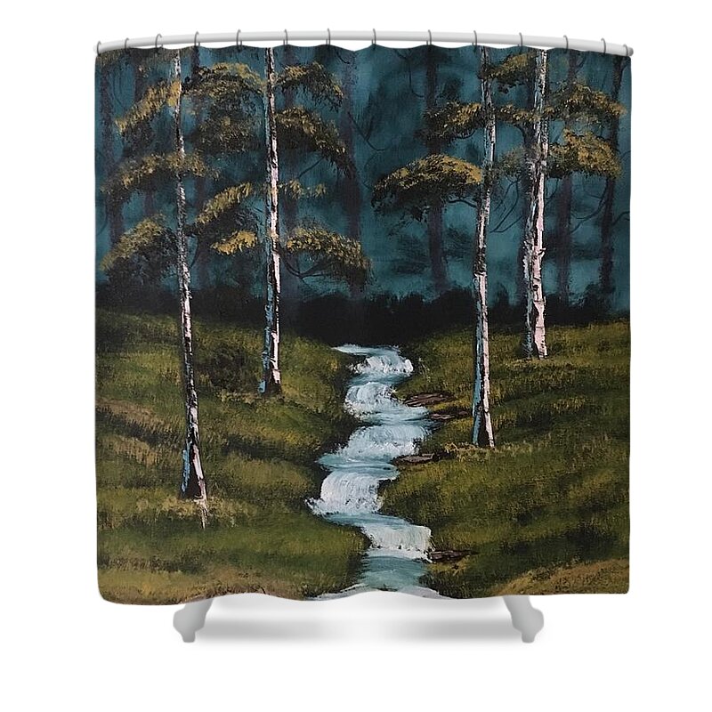Nature Shower Curtain featuring the painting Forest Stream by Brian White