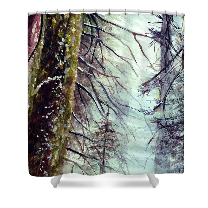Forest Shower Curtain featuring the painting Forest Talk by Allison Ashton