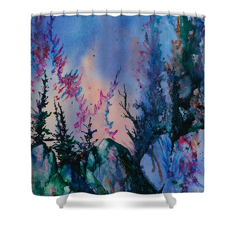 Watercolor Shower Curtain featuring the painting Forest by Teresa Ascone