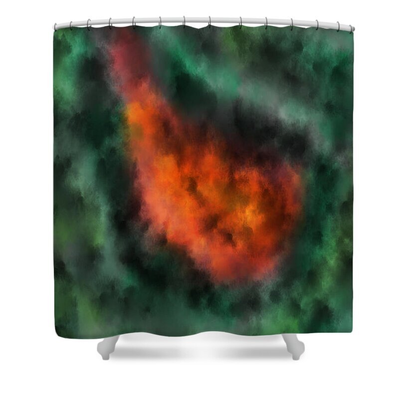 Forest Shower Curtain featuring the digital art Forest under fire by Piotr Dulski