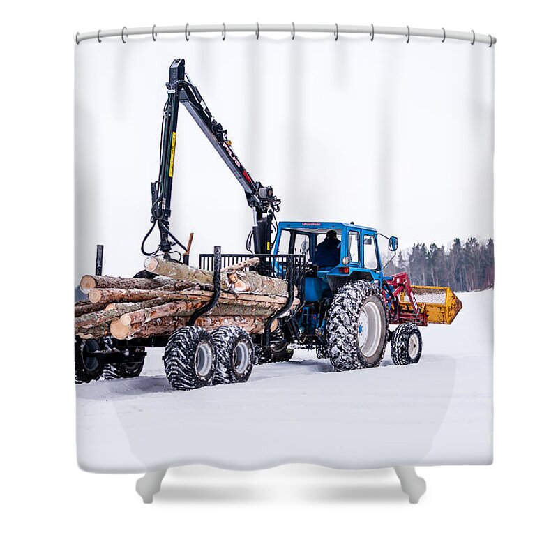 Forestry Shower Curtain featuring the photograph Forestry by Torbjorn Swenelius