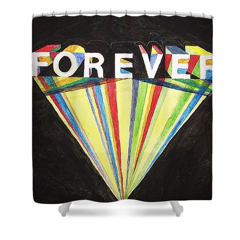 Forever Watercolor Text Eternity In Common Parlance Is Either An Infinite Or An Indeterminately Long Period Of Time. However Shower Curtain featuring the painting Forever by William Douglas