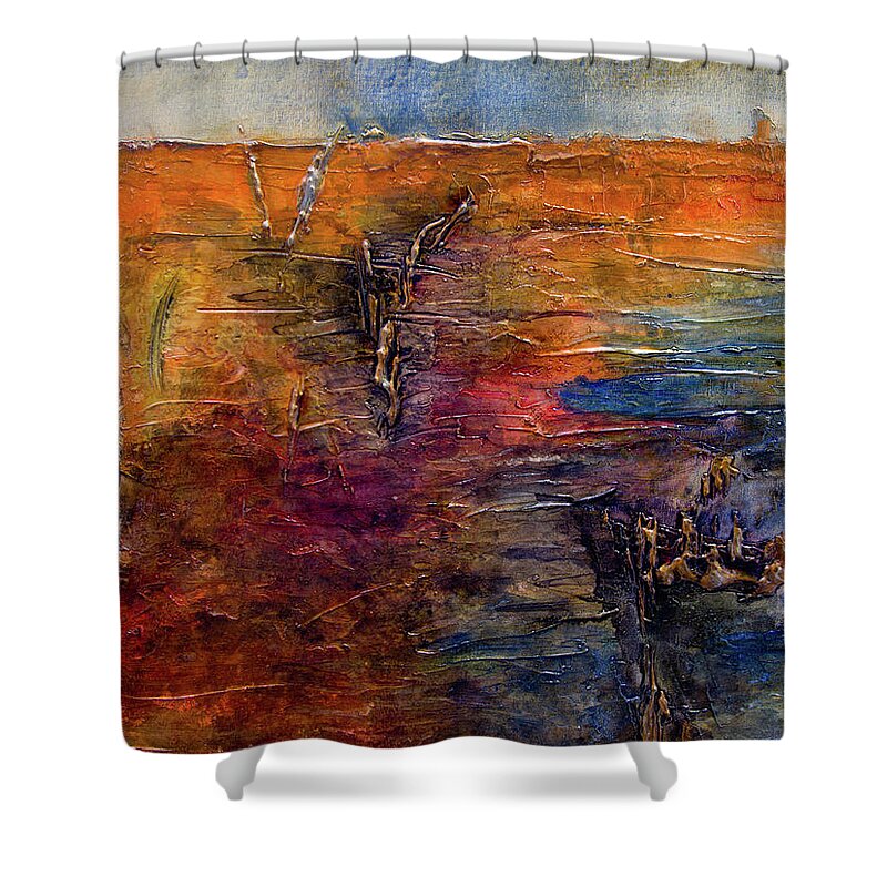 Shore Shower Curtain featuring the painting Forgotten shore by John Stuart Webbstock
