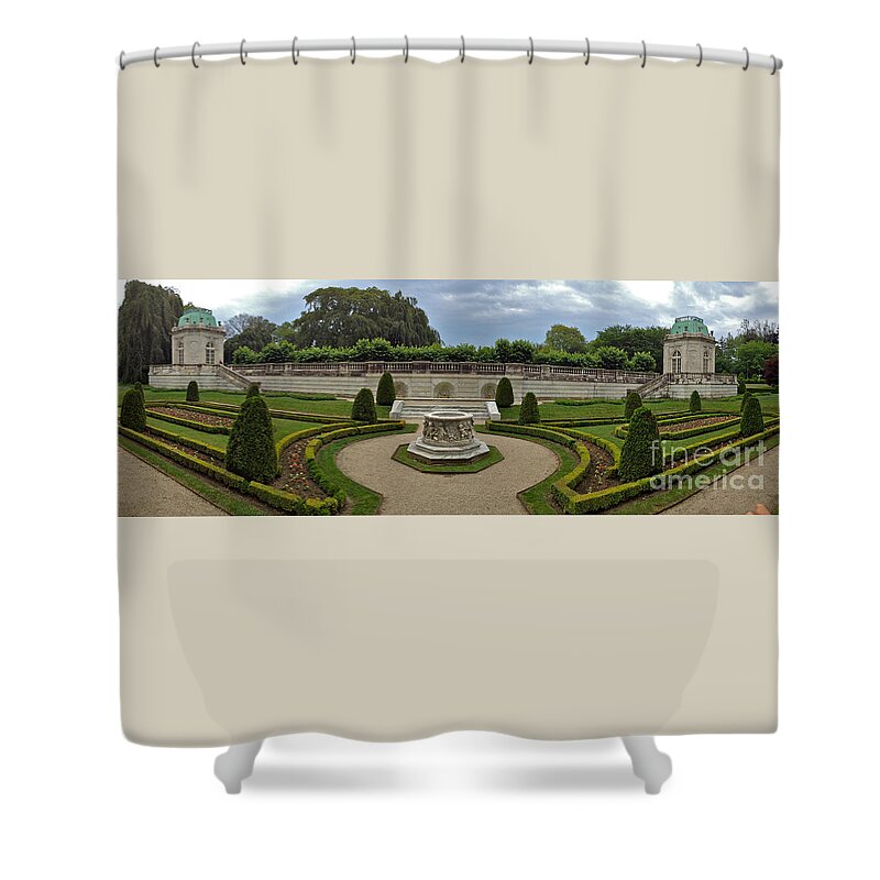 Panoramic Shower Curtain featuring the photograph Formal Garden - panoramic by Jason Freedman