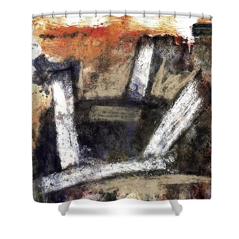 Abstract Shower Curtain featuring the painting Formation. Abstract world by Grecu Oleg