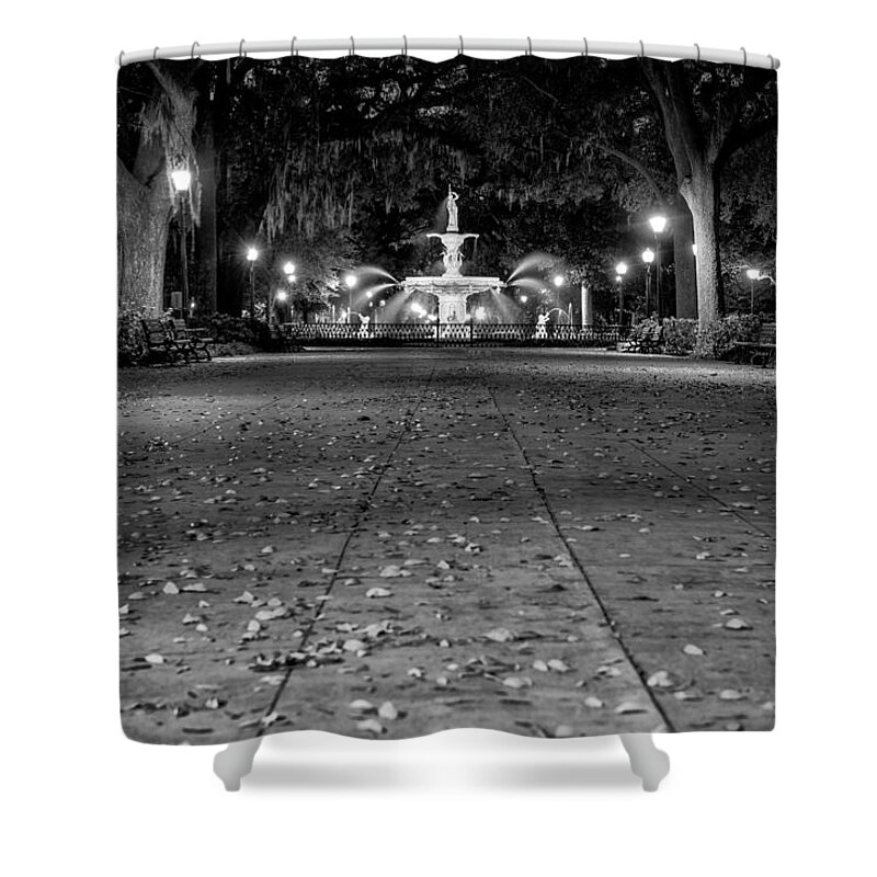 Savannah Shower Curtain featuring the photograph Forsyth Black and White by Matt Hammerstein
