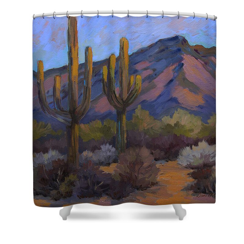 Fort Apache Shower Curtain featuring the painting Fort Apache Junction by Diane McClary
