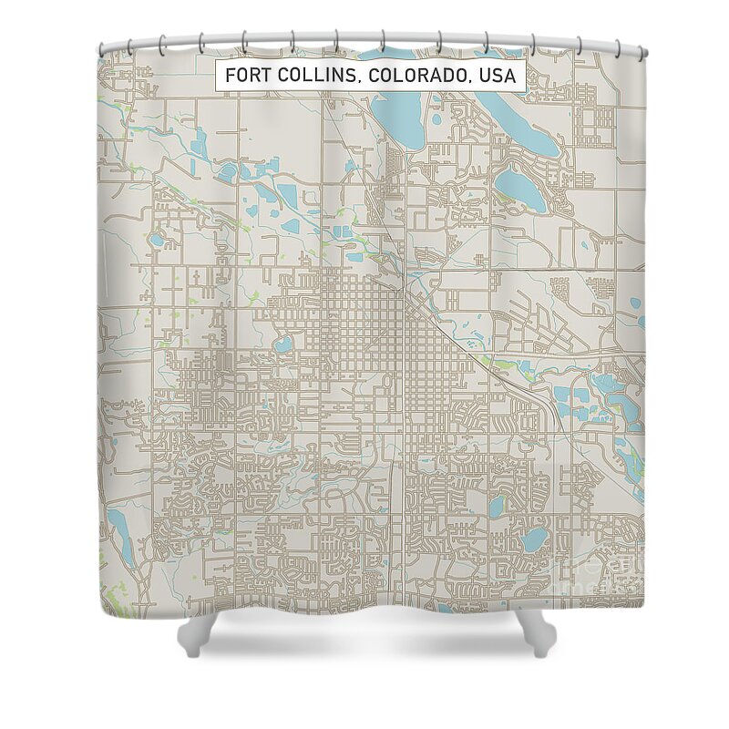 Fort Collins Shower Curtain featuring the digital art Fort Collins Colorado US City Street Map by Frank Ramspott