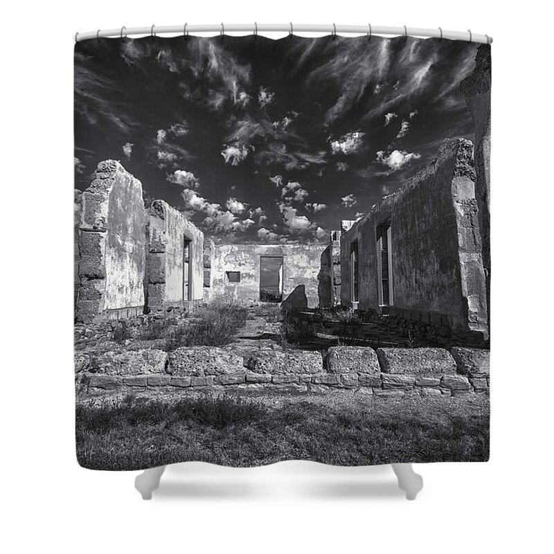 Crystal Yingling Shower Curtain featuring the photograph Fort Laramie by Ghostwinds Photography