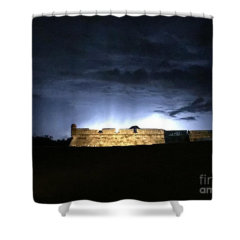 St. Augustine Shower Curtain featuring the photograph Lightening at Castillo de San Marco by LeeAnn Kendall