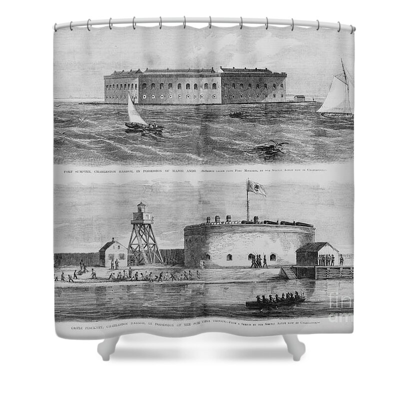 Fort Sumter Shower Curtain featuring the photograph Fort Sumter and Castle Pinckney by Dale Powell