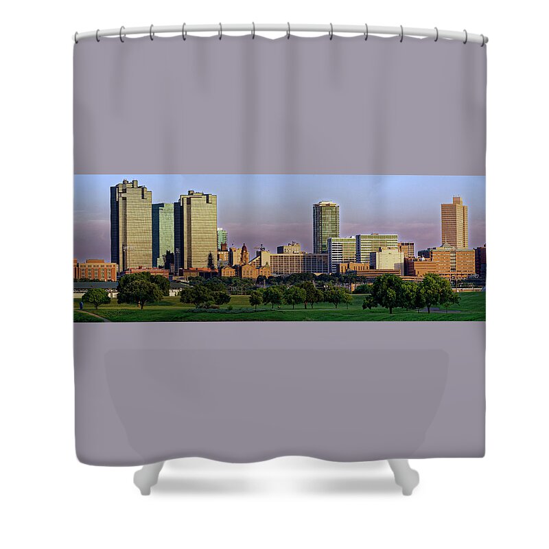 Fort Worth Shower Curtain featuring the photograph Fort Worth Colorful Sunset by Jonathan Davison