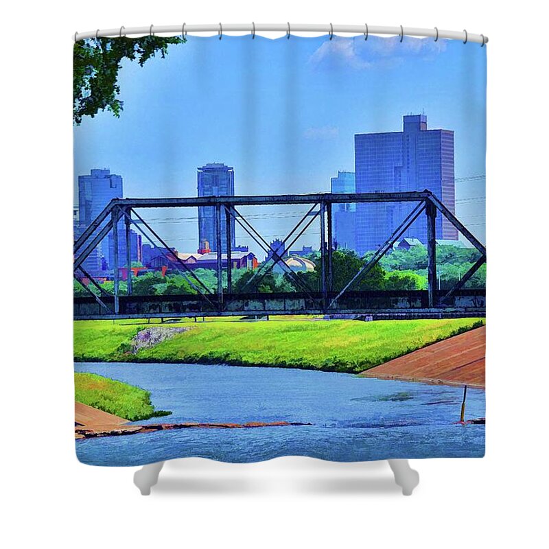 Fort Worth Shower Curtain featuring the photograph Fort Worth Texas Skyline by Diana Mary Sharpton