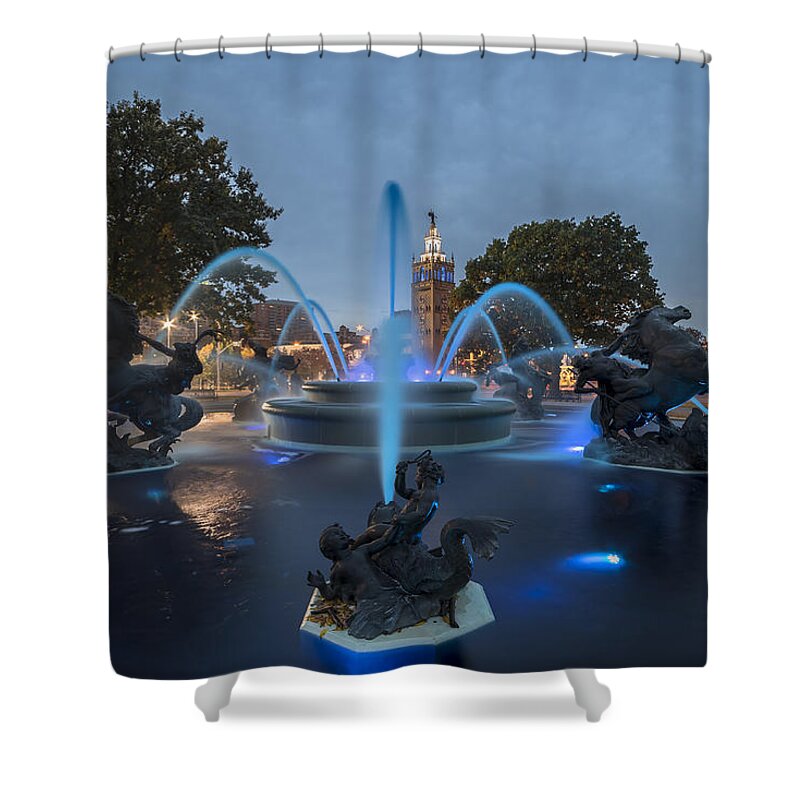 Kansas City Shower Curtain featuring the photograph Fountain Blue by Ryan Heffron