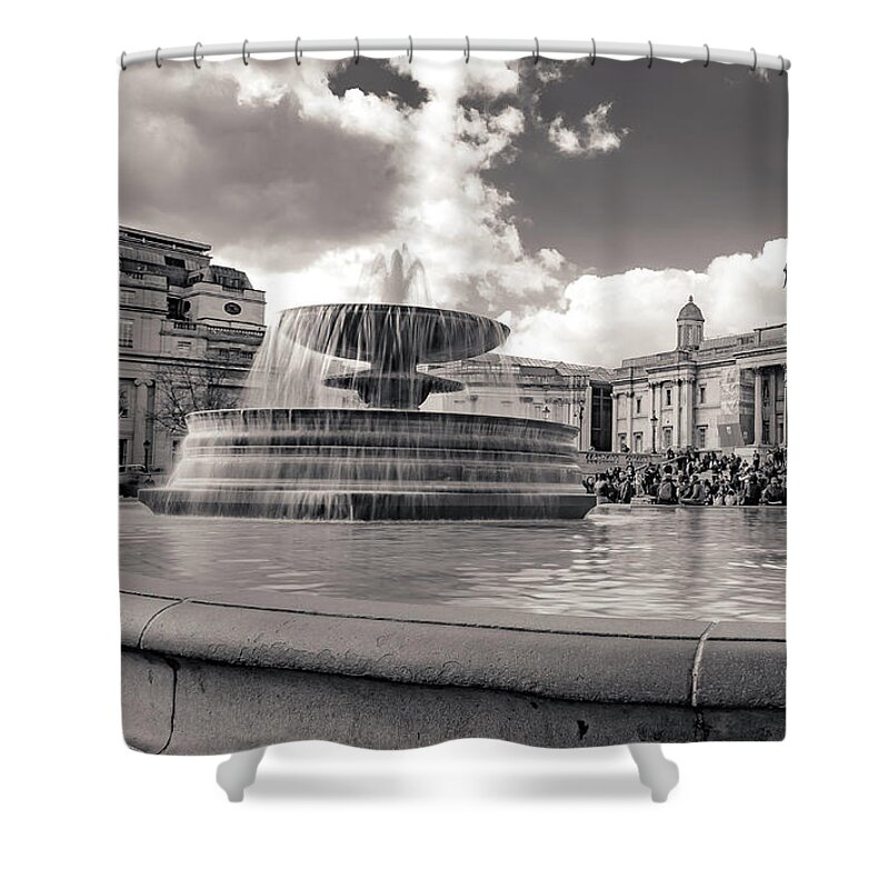 City Shower Curtain featuring the photograph Fountain BW by Mariusz Talarek