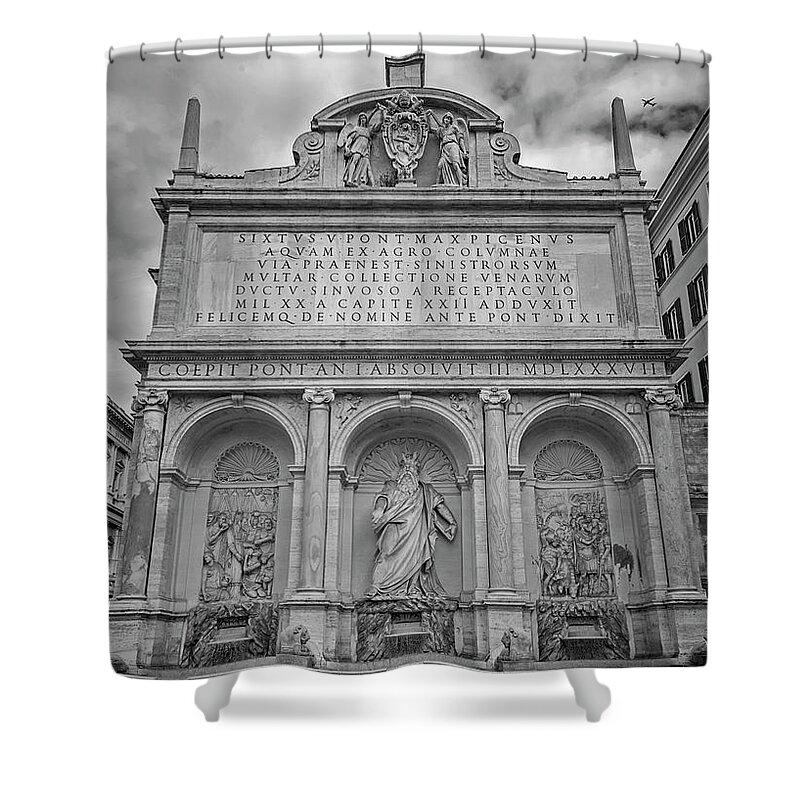 Joan Carroll Shower Curtain featuring the photograph Fountain of Moses Rome Italy by Joan Carroll