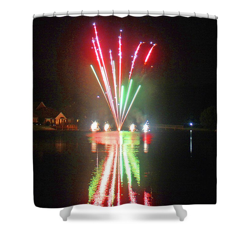 Fireworks Shower Curtain featuring the photograph Fountains and Fan - 160922psg1299160704 by Paul Eckel