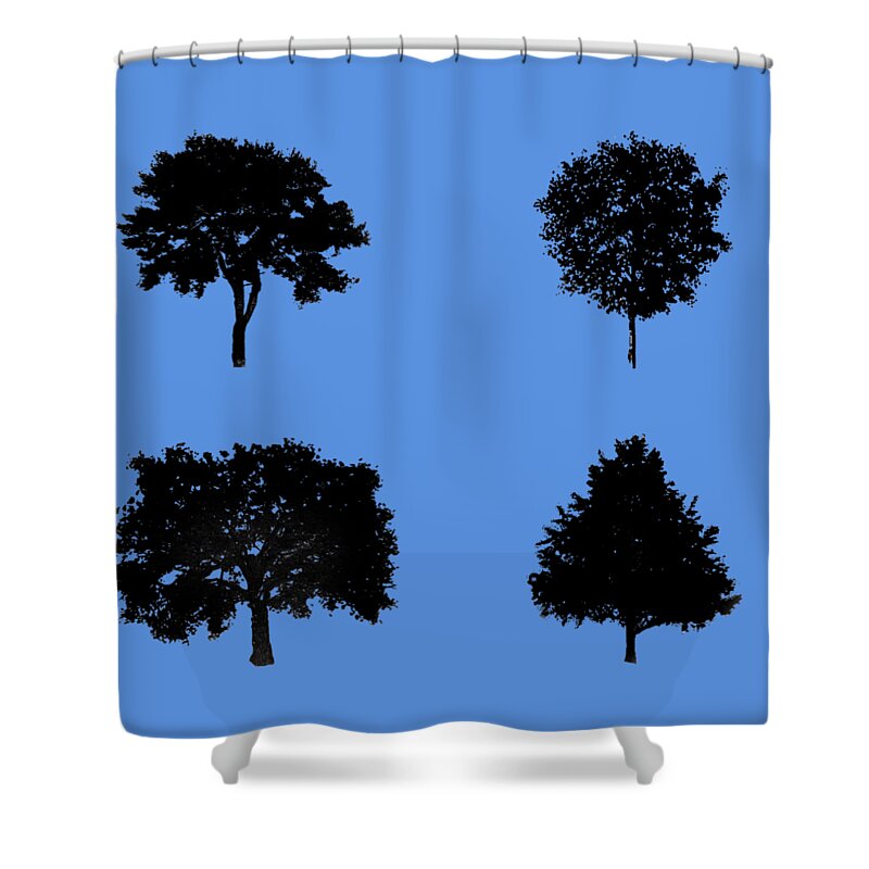 Tree Shower Curtain featuring the digital art Four Bushy Trees 3 by Roy Pedersen