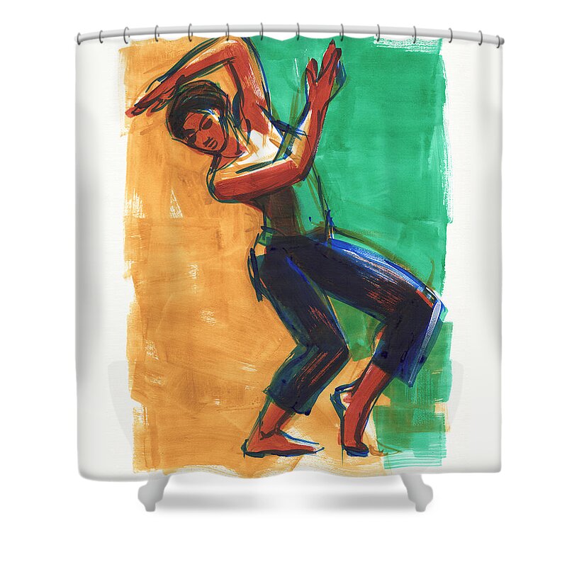 Dancer Shower Curtain featuring the painting Four colors Movement by Judith Kunzle