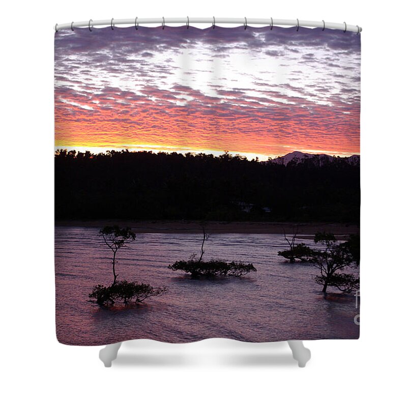 Landscape Shower Curtain featuring the photograph Four Elements Sunset Sequence 8 Coconuts Qld by Kerryn Madsen - Pietsch