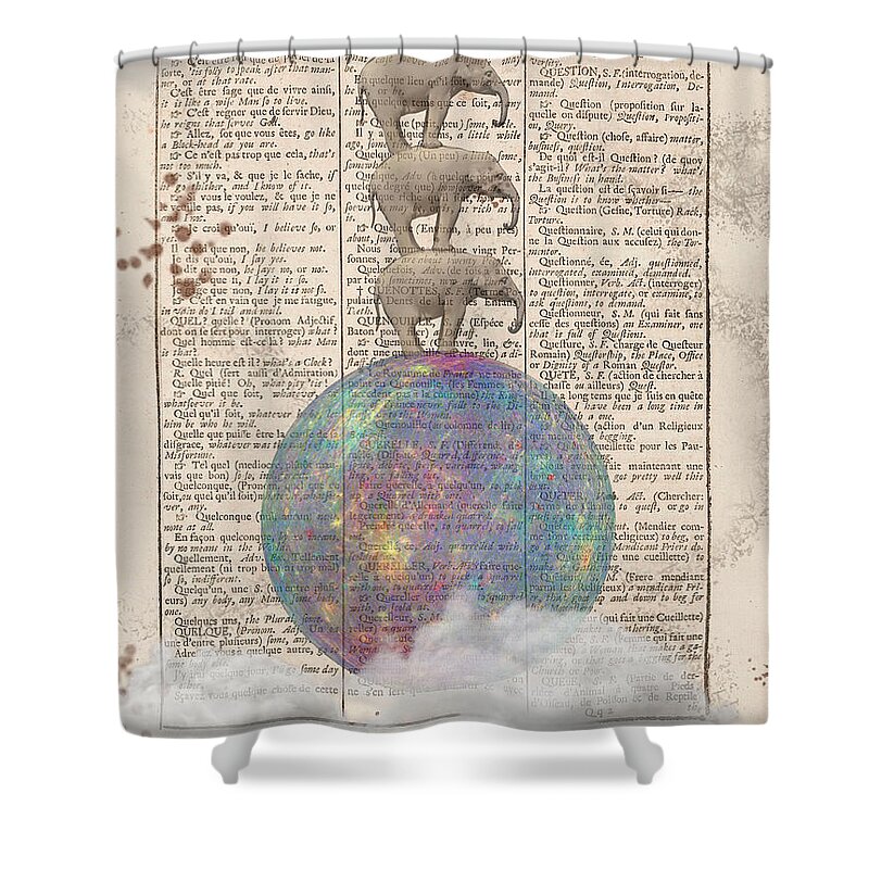 Dictionary Shower Curtain featuring the digital art Four Elephants by Keshava Shukla