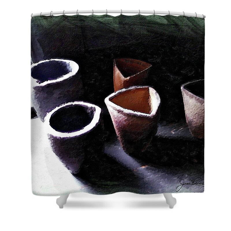 Colorful Shower Curtain featuring the painting Four of Cups by Joan Reese