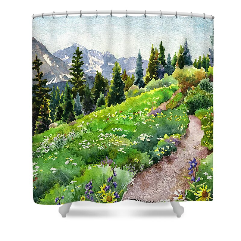 Green Field Painting Shower Curtain featuring the painting Fourth of July by Anne Gifford