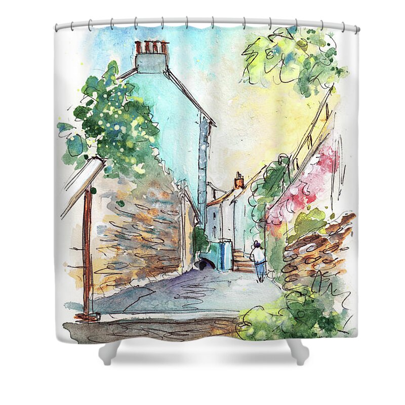 Travel Shower Curtain featuring the painting Fowey 02 by Miki De Goodaboom