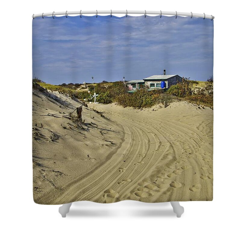 Dune Shack Shower Curtain featuring the photograph Fowler Shack Approach by Marisa Geraghty Photography