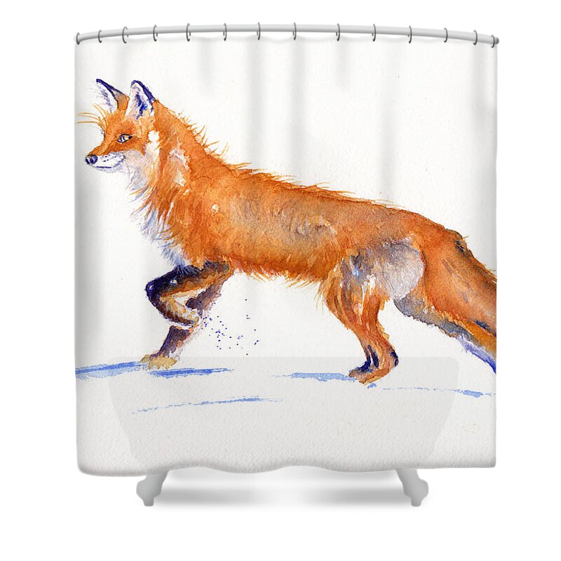 Fox Shower Curtain featuring the painting Fox Hunt by Debra Hall