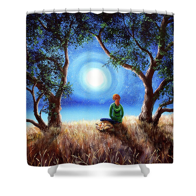 Fox Shower Curtain featuring the painting Fox Spirit Meditation by Laura Iverson