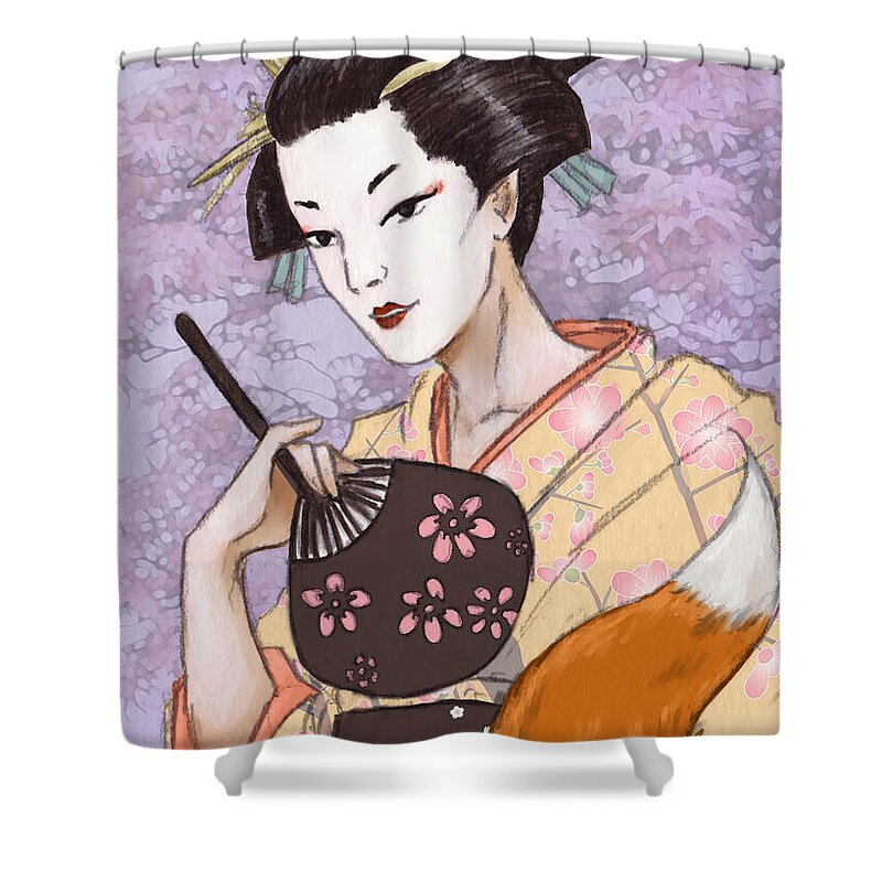 Japan Shower Curtain featuring the digital art Fox Tail by Brandy Woods