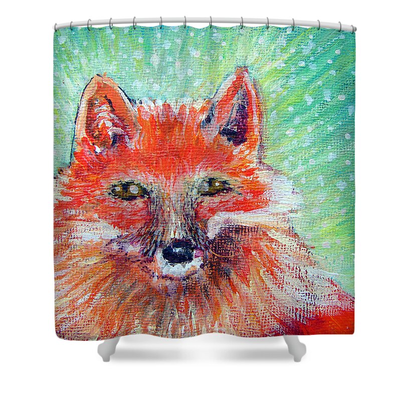 Fox Shower Curtain featuring the painting Foxy by Ashleigh Dyan Bayer
