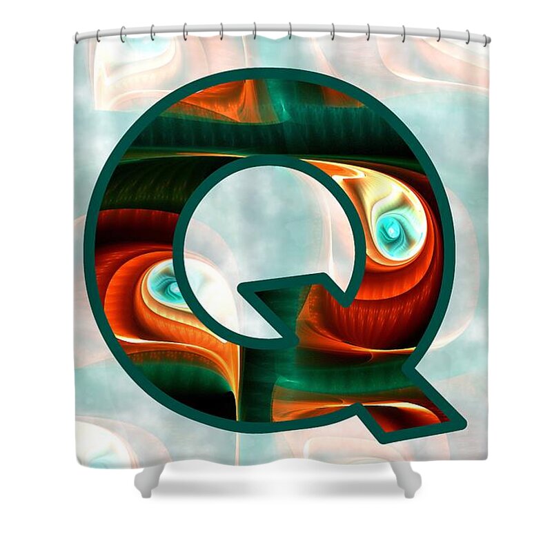 Q Shower Curtain featuring the digital art Fractal - Alphabet - Q is for Quizzical by Anastasiya Malakhova