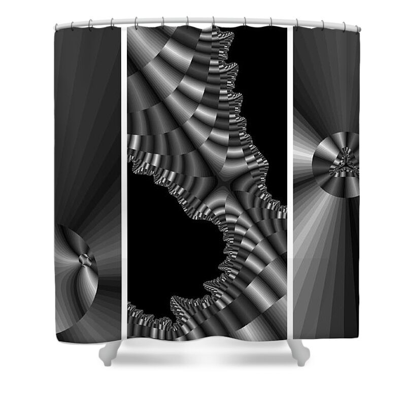 Fractal Art Shower Curtain featuring the digital art Fractal Art Triptych 1113 BW by Maciek Froncisz