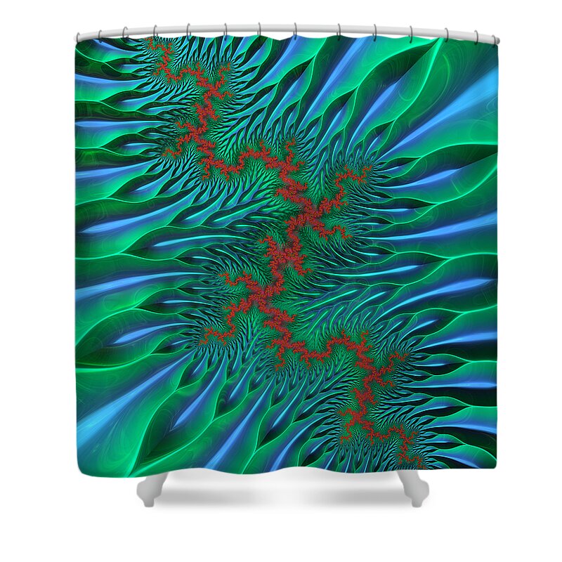 Abstract Shower Curtain featuring the digital art Fractal Landscape IV by Manny Lorenzo