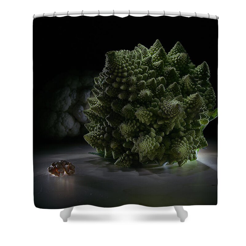 Broccoli Shower Curtain featuring the photograph Fractal supper by Alexey Kljatov