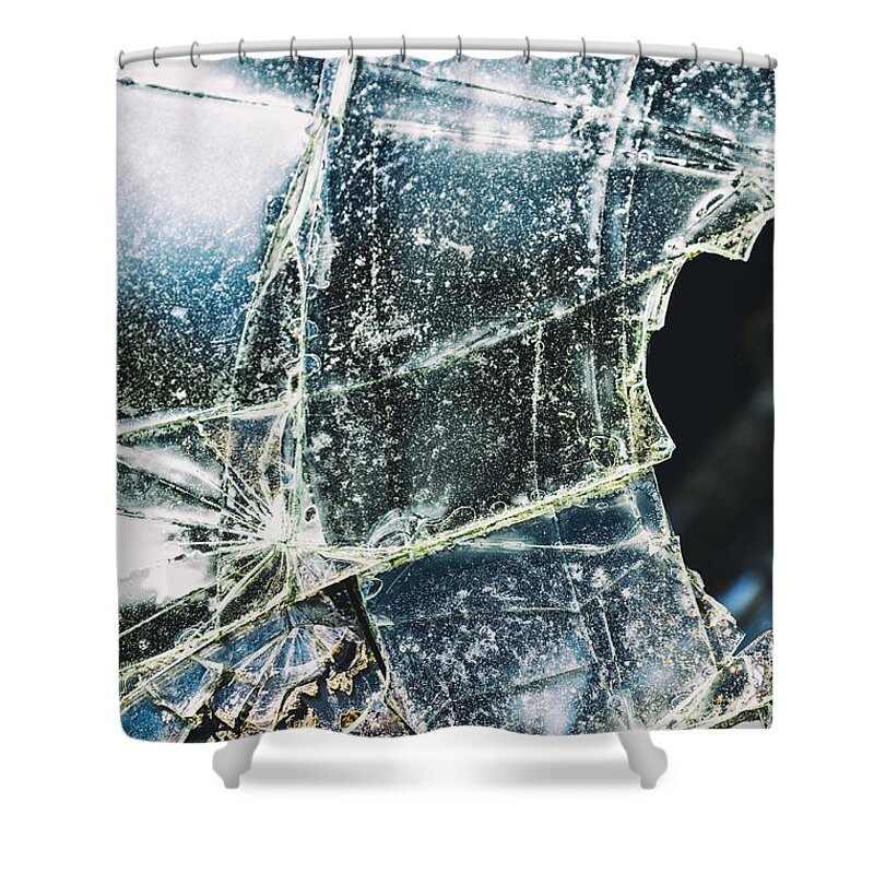 Abandoned Shower Curtain featuring the photograph Fractured glass #6 by Russ Dixon