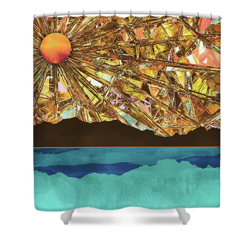 Sky Shower Curtain featuring the digital art Fractured Sky by Katherine Smit
