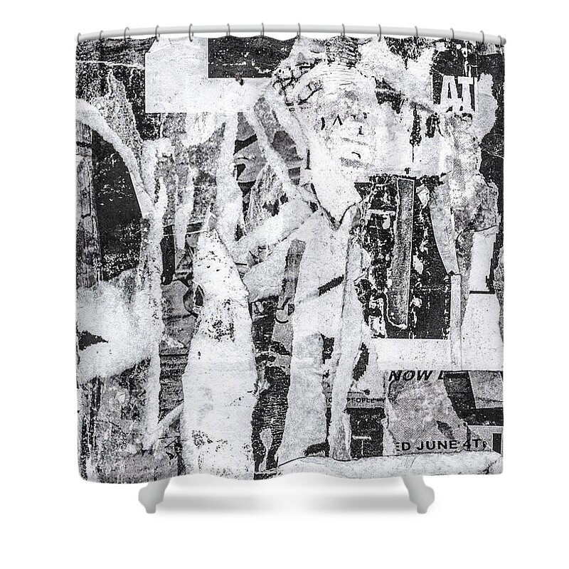 Collage Shower Curtain featuring the mixed media Fragile by Roseanne Jones
