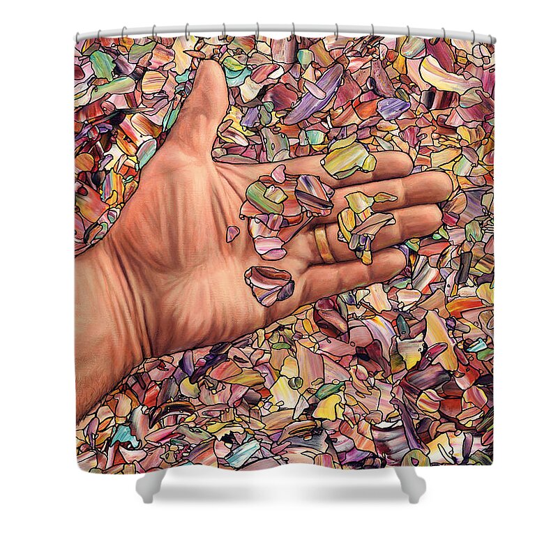 Abstract Shower Curtain featuring the painting Fragmented Touch by James W Johnson