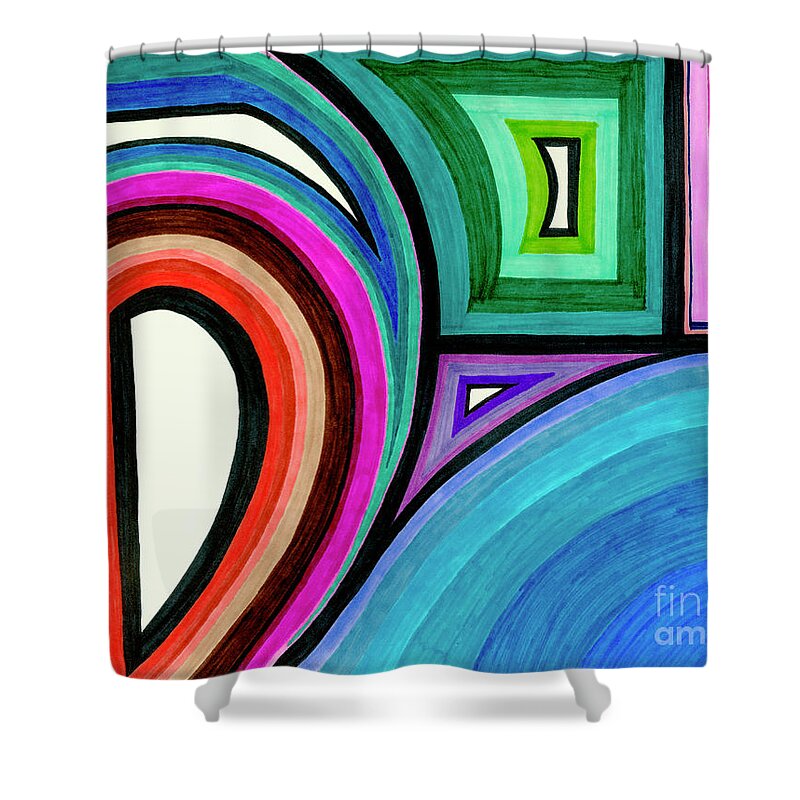 Abstract Shower Curtain featuring the drawing Framed Motion by Lara Morrison