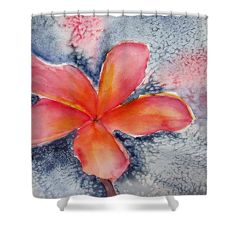 Floral Shower Curtain featuring the painting Frangipani Blue by Elvira Ingram