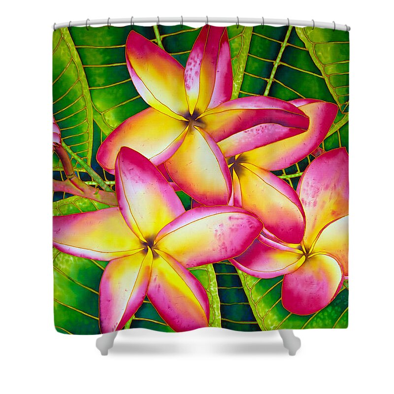 Frangipani Flower Shower Curtain featuring the painting Frangipani Flower by Daniel Jean-Baptiste