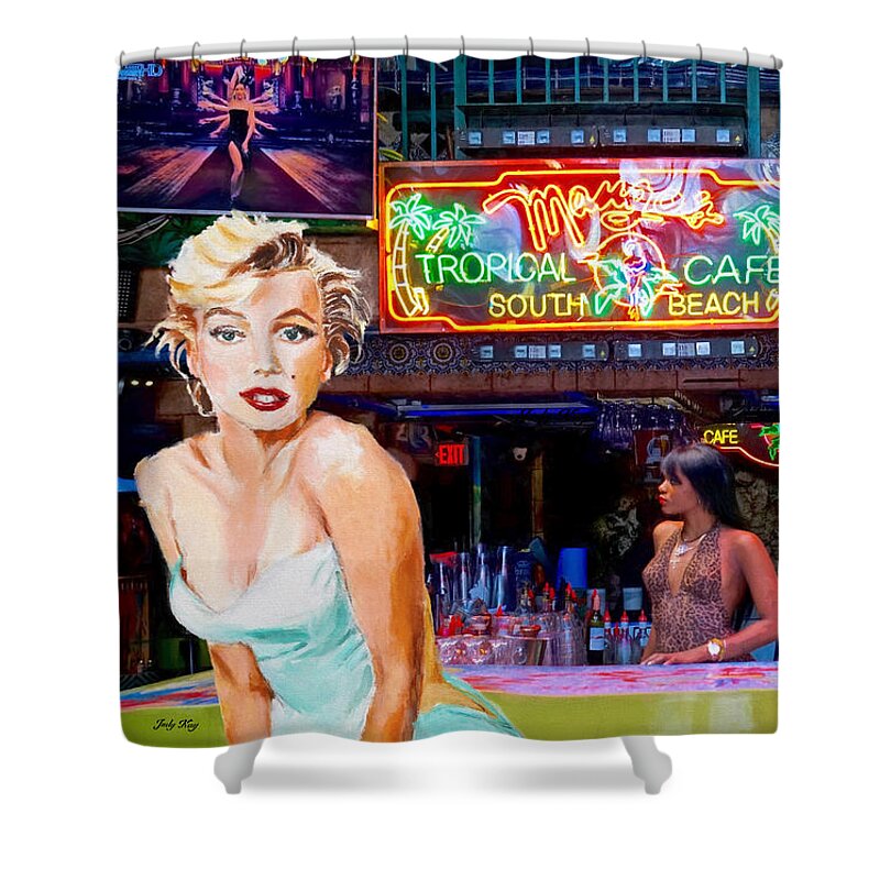 Bars Shower Curtain featuring the painting Frank and Marilyn by Judy Kay