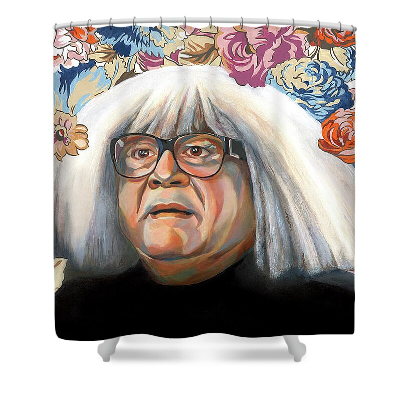 Danny Devito Shower Curtain featuring the painting Frank by Heather Perry