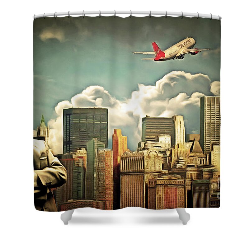Wingsdomain Shower Curtain featuring the photograph Frank Sinatra Fly Me To The Moon New York 20170506 v3 by Wingsdomain Art and Photography
