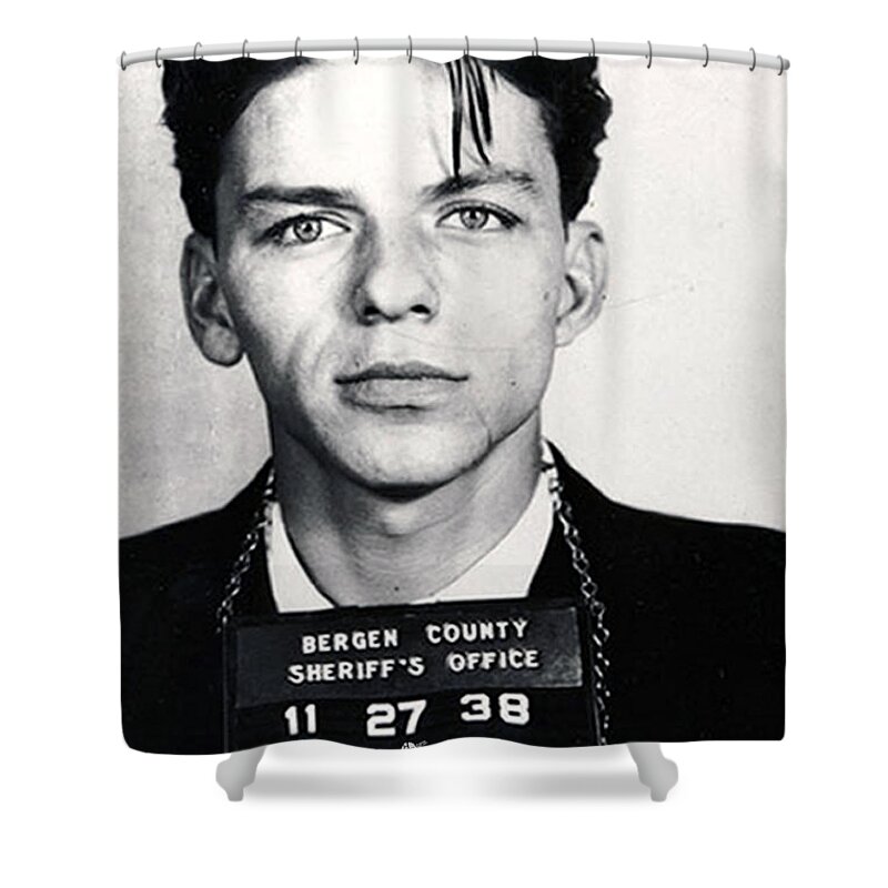 Frank Sinatra Shower Curtain featuring the painting Frank Sinatra Mug Shot Vertical by Tony Rubino