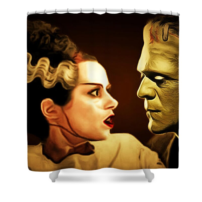 Wingsdomain Shower Curtain featuring the photograph Frankenstein and The Bride I Have Love In Me The Likes Of Which You Can Scarcely Imagine 20170407 by Wingsdomain Art and Photography